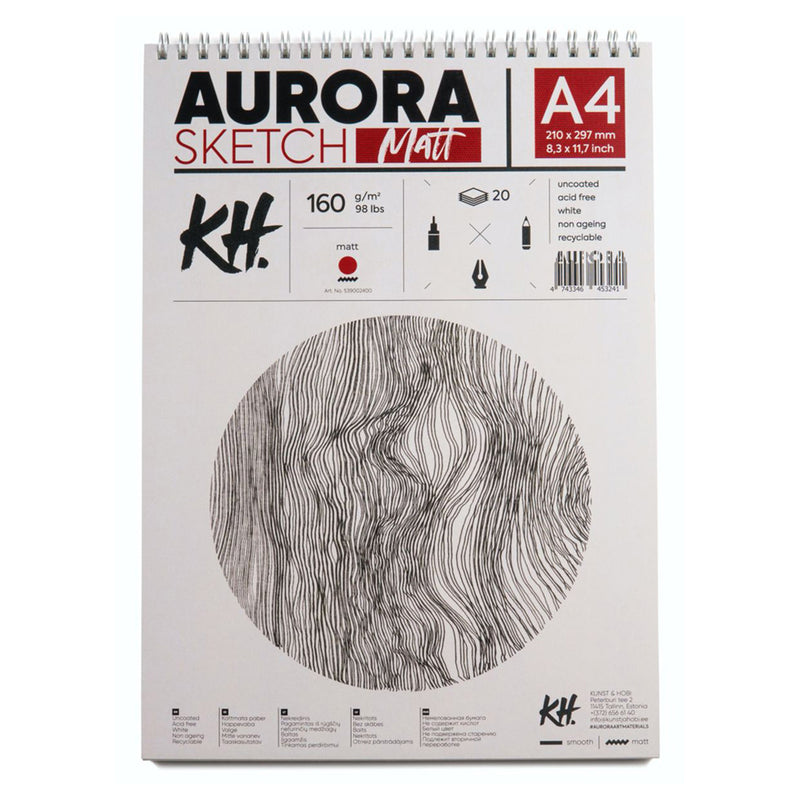 Aurora Sketch Matt skicēšanas albums ar spirāli 160g/m2