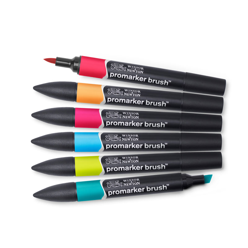 Winsor & Newton Promarker Brush Mid Tones marķieru komplekts 6