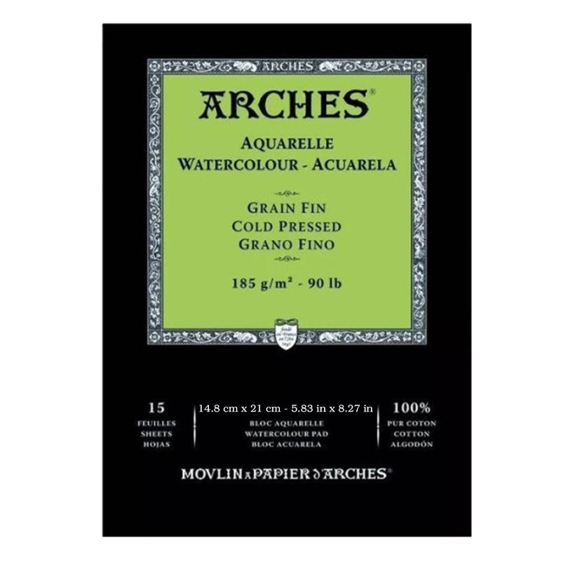 Arches auksti presēta akvareļu papīra albums 185 g/m2 100 % kokvilnas