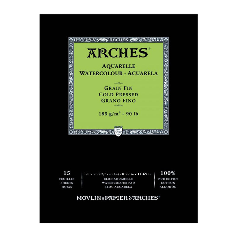 Arches auksti presēta akvareļu papīra albums 185 g/m2 100 % kokvilnas
