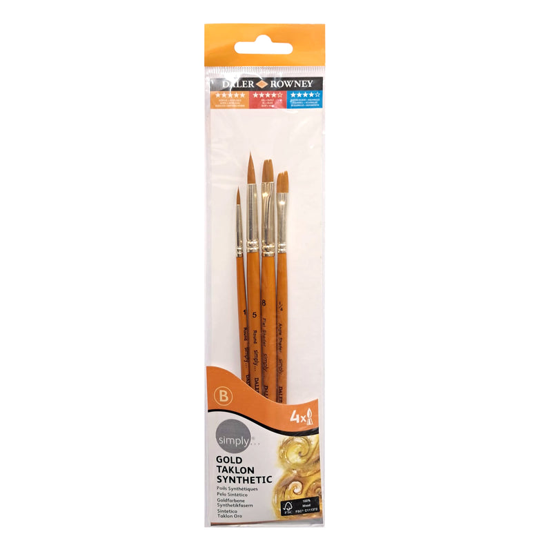 Daler Rowney Simply sintētisko otu komplekts 4 B