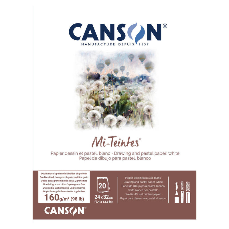 Canson Mi-Teintes pasteļu papīra albums 160g/m2 Balts