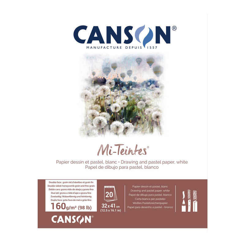 Canson Mi-Teintes pasteļu papīra albums 160g/m2 Balts