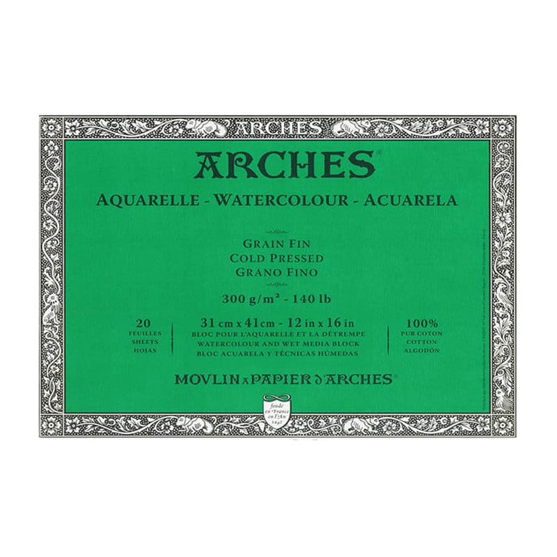 Arches Watercolour auksti presēta akvareļu papīra albums, līmētas malas 300 g/m2 100% kokvilnas