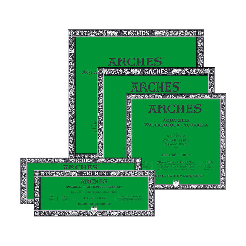 Arches Watercolour auksti presēta akvareļu papīra albums, līmētas malas 300 g/m2 100% kokvilnas