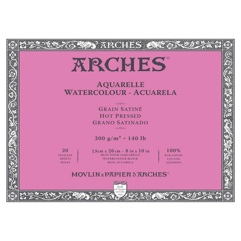 Arches karsti presēta akvareļu papīra  albums , līmētas malas 300 g/m2 100 % kokvilnas