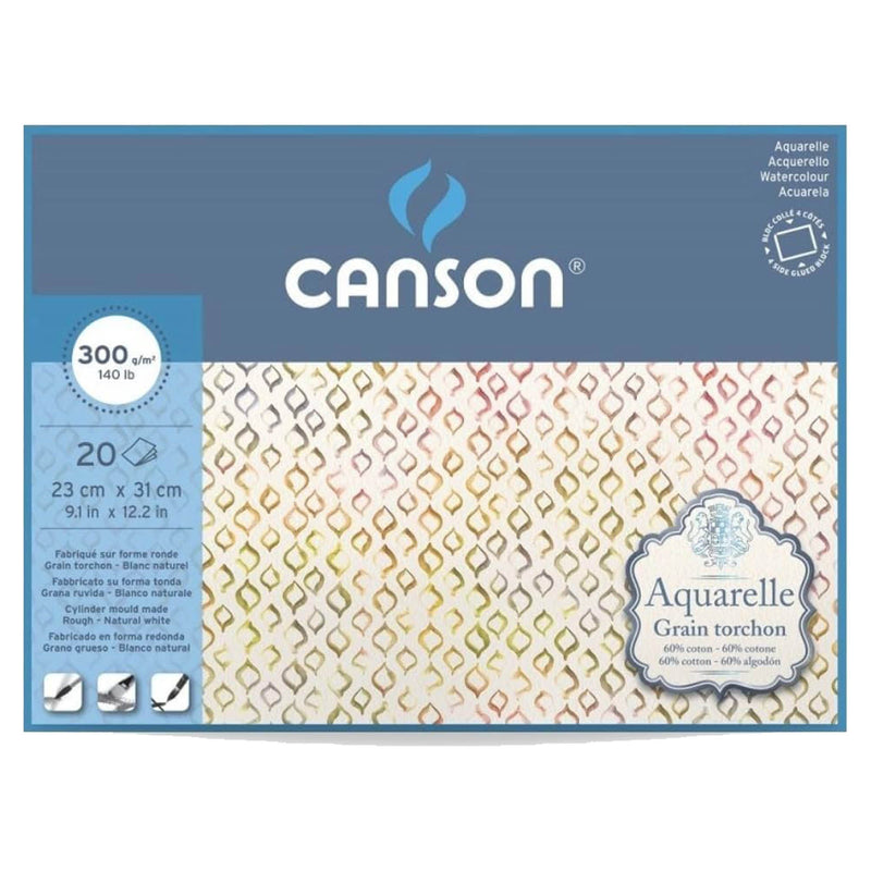 Canson akvareļu papīra albums 300 g/m2 (23 cm x 31 cm) 60 % kokvilna, raupjas tekstūras