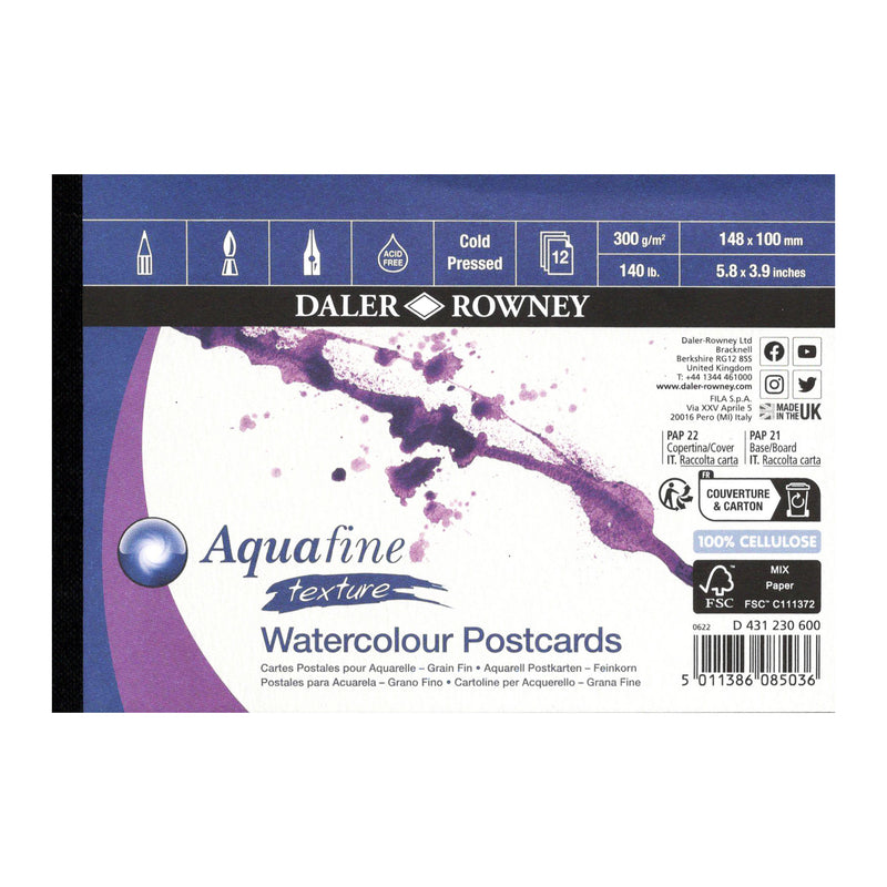 Daler Rowney Aquafine texture akvareļu papīra kartiņu albums 300 g/m2
