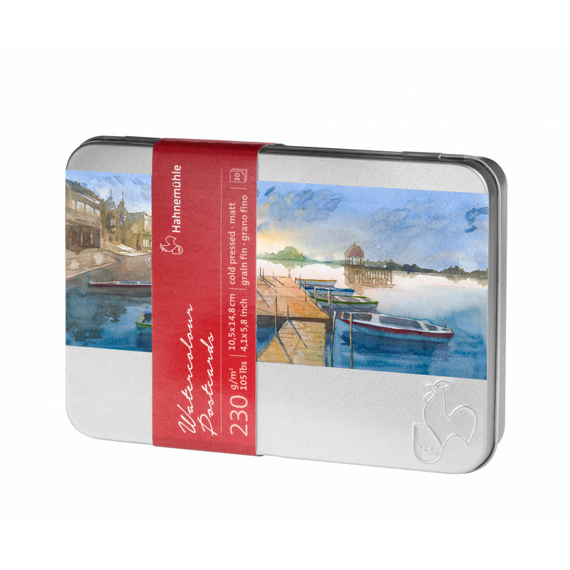 HAHNEMUHLE Akvareļu papīra kartiņas metāla kastē 230 g/m2