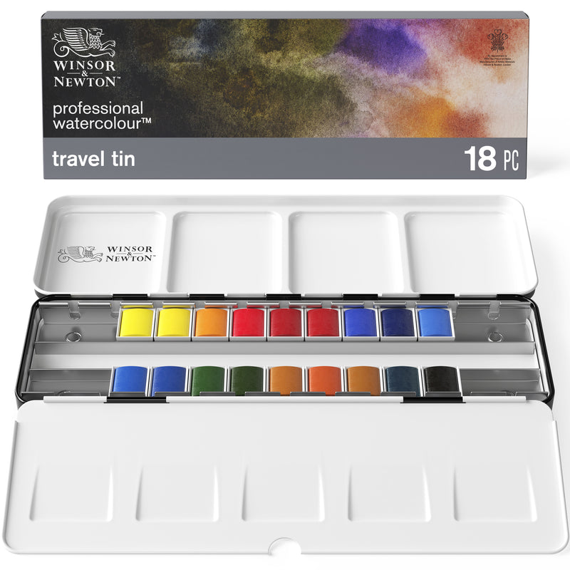 Winsor & Newton Profesionālo akvareļu krāsu komplekts metāla kastē 18x1.5ml