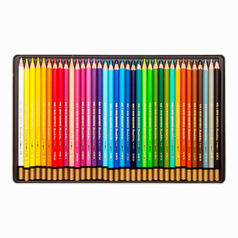 Koh-i-Noor Mondeluz krāsaino akvareļzīmuļu komplekts metāla kastē, 36