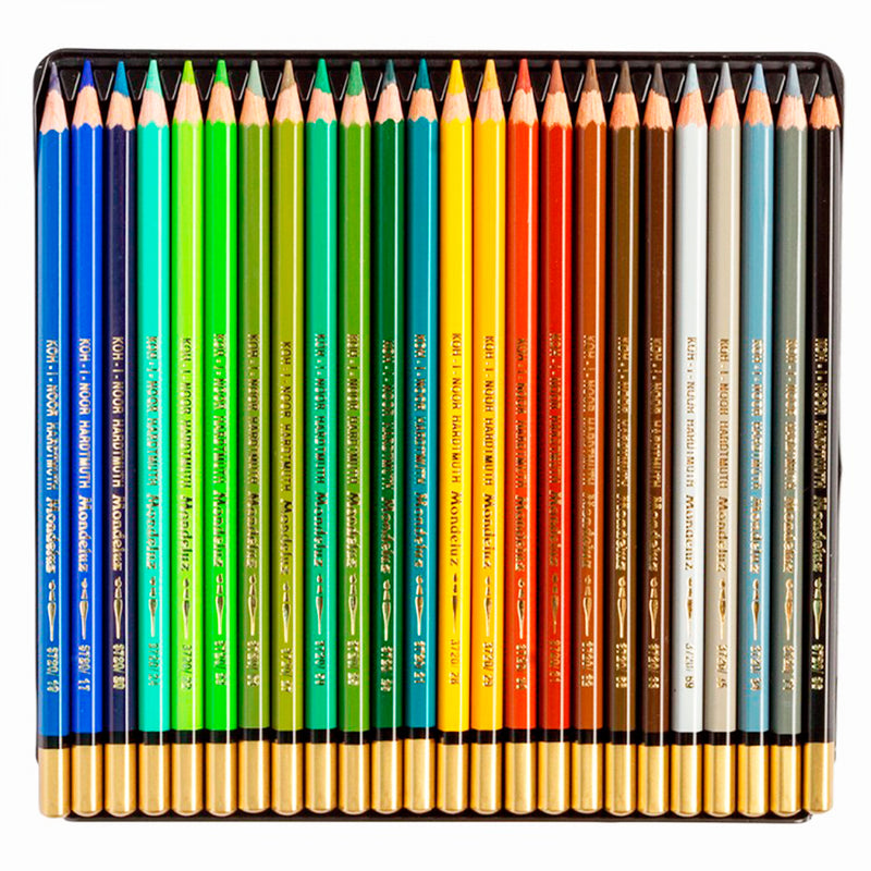 Koh-i-Noor Mondeluz krāsaino akvareļzīmuļu komplekts metāla kastē, 48