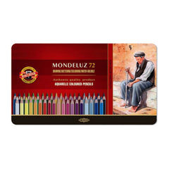 Koh-i-Noor Mondeluz krāsaino akvareļzīmuļu komplekts metāla kastē, 72