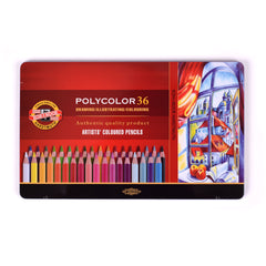 Koh-i-Noor Polycolor krāsaino zīmuļu komplekts metāla kastē 36