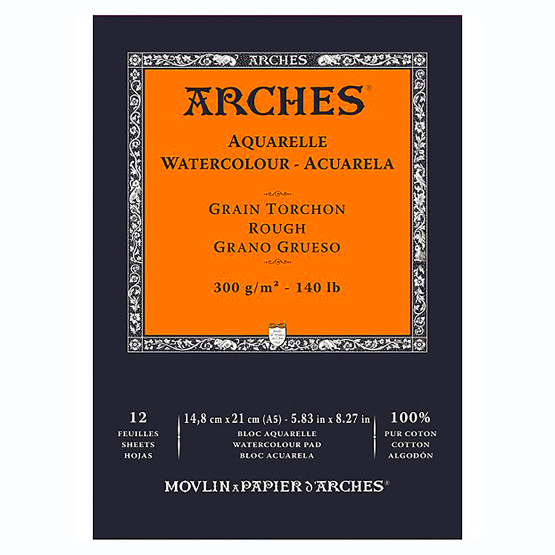Arches Aquarelle Raupjas faktūras akvareļu papīra albums 300 g/m2 100 % kokvilnas