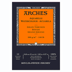 Arches Aquarelle Raupjas faktūras akvareļu papīra albums 300 g/m2 100 % kokvilnas