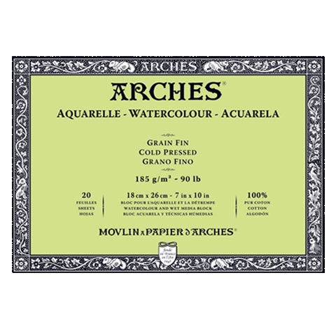 Arches Watercolour auksti presēta akvareļu papīra albums 185 g/m2 100% kokvilnas