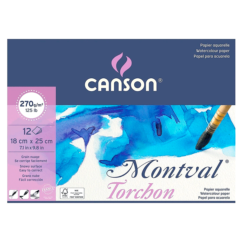 Canson Montval Torchon akvareļu papīra albums 270g/m2 (24 cm x 32 cm)
