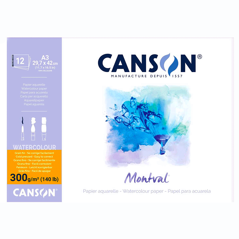 Canson Montval akvareļu albums ar spirāli 300 g/m2