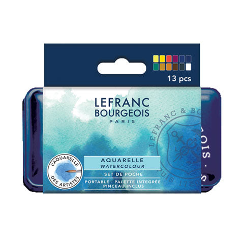 Lefranc Bourgeois Paris akvareļu krāsu komplekts metāla kastē 12x1,5ml