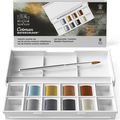 Winsor & Newton Cotman METALLIC akvareļu krāsu komplekts plastmasas kastē 9x1.5ml
