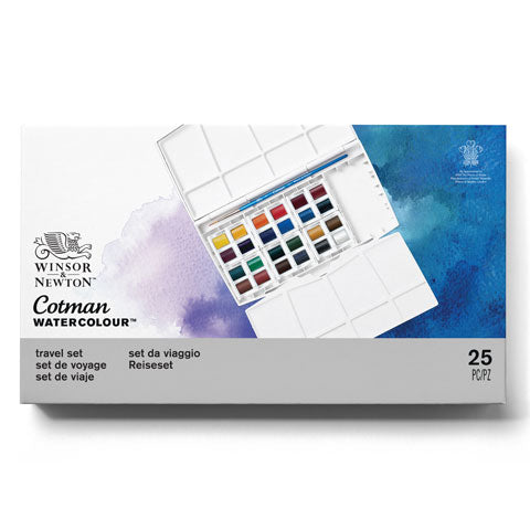Winsor & Newton Cotman akvareļu krāsu komplekts plastmasas kastē 25x1.5ml